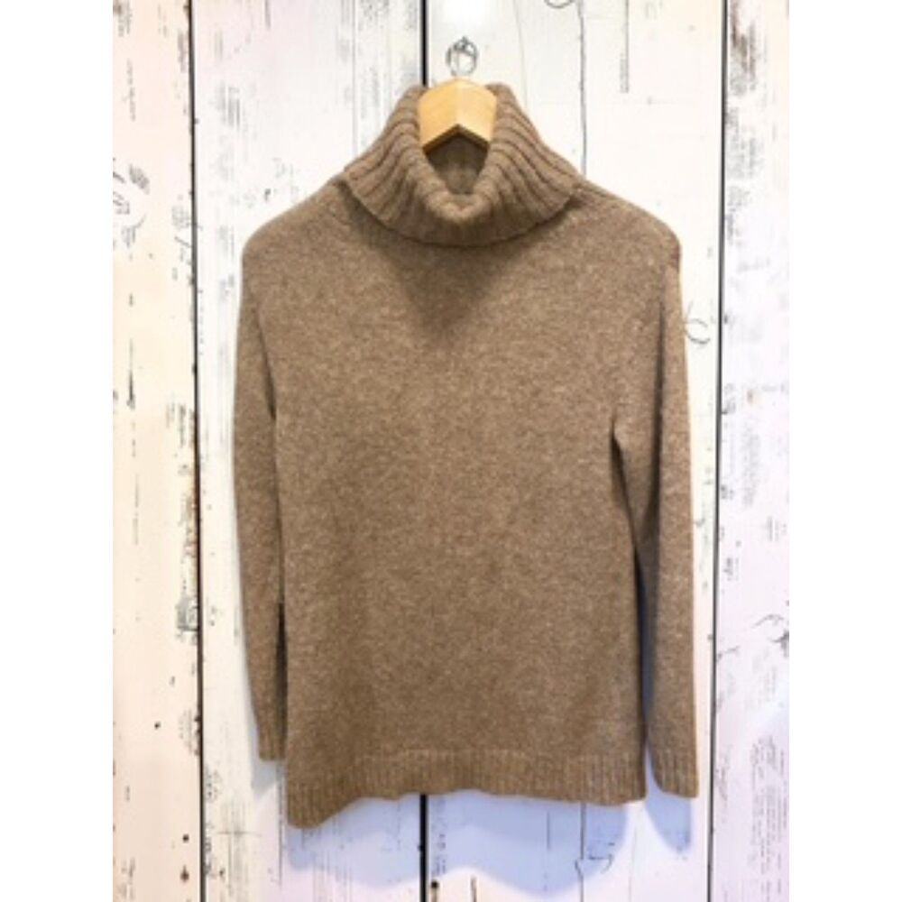 Eileen Fisher 100% Baby Alpaca Turtleneck Sweater Brown Camel Women's XS MINT